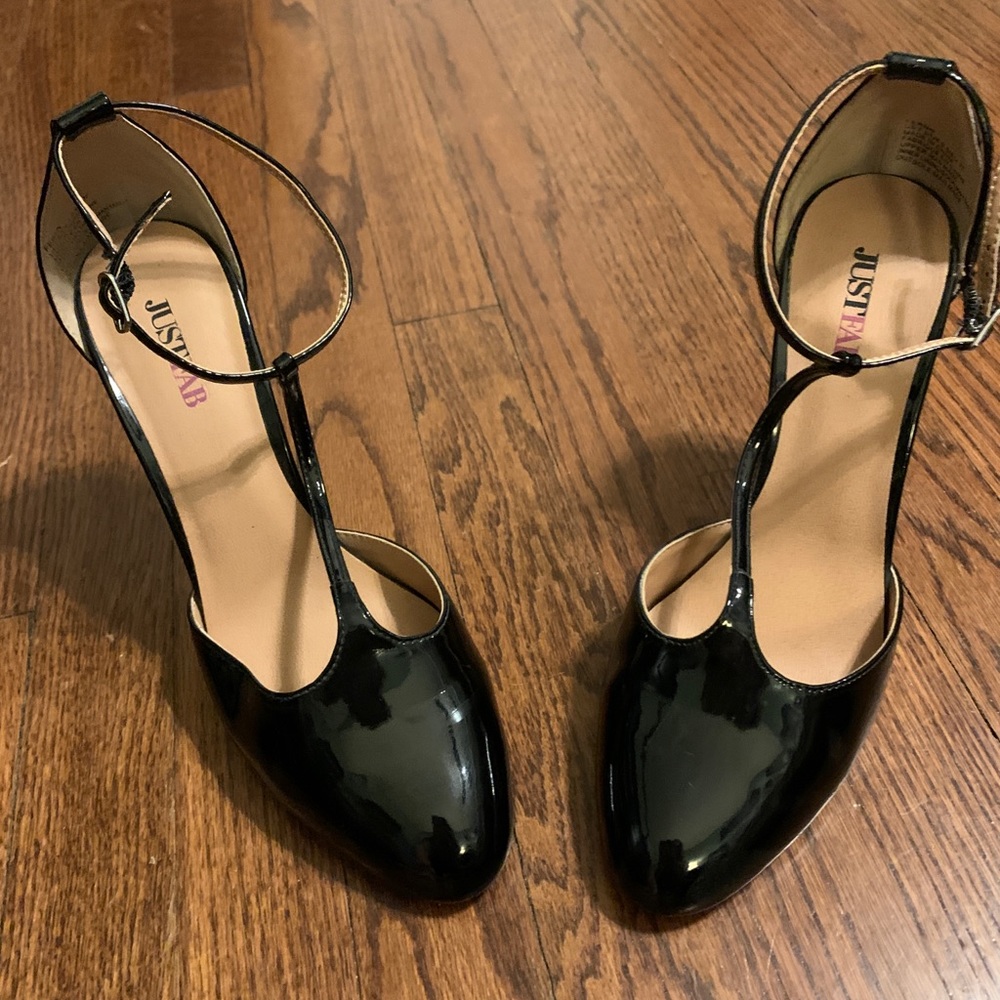Black Patent Leather Strappy Heels